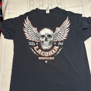 2018 Laconia Motorcycle Week T-Shirt 95th Anniversary Skull Wings Biker L